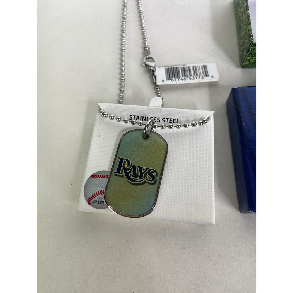 Tampa Bay Rays Dog Tag Necklace Stainless Steel MLB Licensed with Gift Box